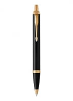 Ballpoint Pen, Black Lacquer Gold Trim with Medium Point Blue Ink Refill