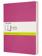 Moleskine Cahier Journal, Set 3 Notebooks with Plain Pages, Cardboard Cover with Visible Cotton Stiching, Colour Kinetic Pink