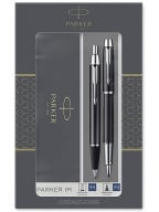Parker IM Duo Gift Set with Ballpoint Pen & Fountain Pen, Gloss Black with Chrome Trim