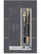 Parker IM Duo Gift Set with Ballpoint Pen & Fountain Pen, Gloss Black with Gold Trim