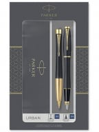 Parker Urban Duo Gift Set with Ballpoint Pen & Fountain Pen, Muted Black with Gold Trim