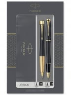 Parker Urban Duo Gift Set with Ballpoint Pen & Rollerball Pen, Muted Black with Gold Trim