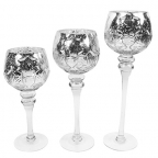 Svećnjak set 3 - Silver Mercury Glass Goblet