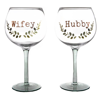 Čaše set 2 - Love Story, Gin Hubby & Wifey