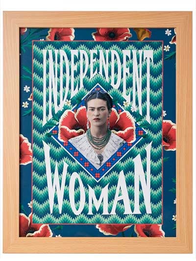Uramljena reprodukcija - Frida Khalo, Independent Woman, 30x30 cm