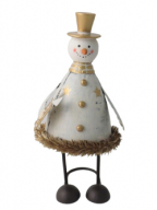 NG Dekoracija - Tin Snowman With Gold Detail