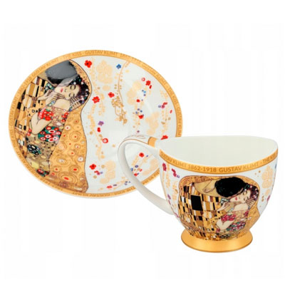 Šolja za espreso sa tacnom - Klimt, The Kiss, White, 100 ml