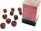 Kockice set 36 - Chessex, Vortex, Burgundy & Gold, Block 12 mm